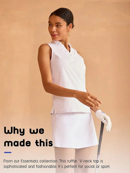 More Than Basic Ruffle V-Neck Tank Top UPF50+
