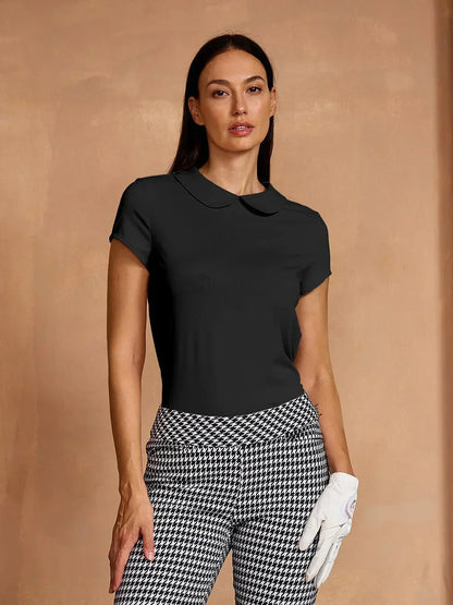 More Than Basic Cap Sleeve Peter Pan Collar Polo