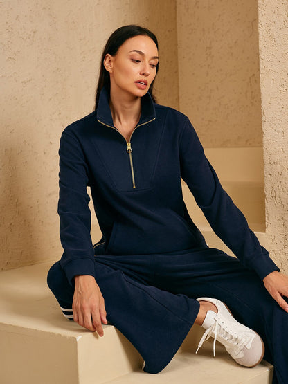 UltraSoft Velour Long Sleeve Side Zipper Sweatshirt